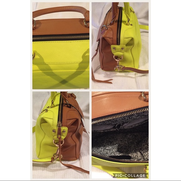 *SOLD* Rebecca Minkoff MAB Mini SatchAlmond/Neon Y - Picture 3 of 8